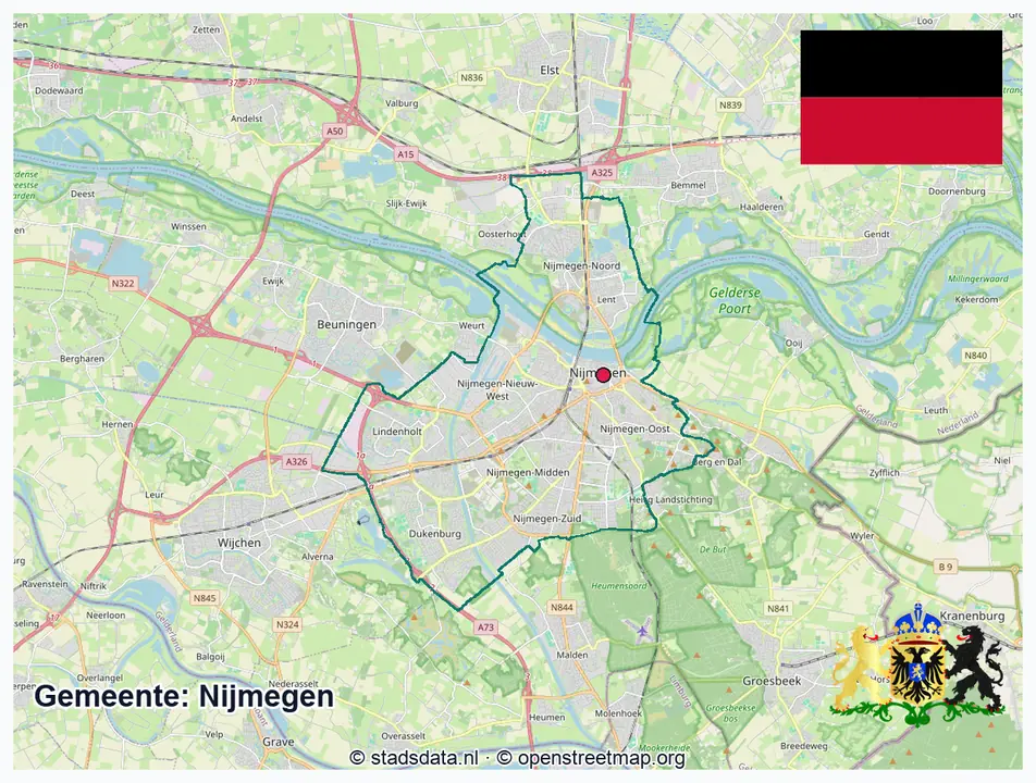 Schematische gemeentegrens Nijmegen